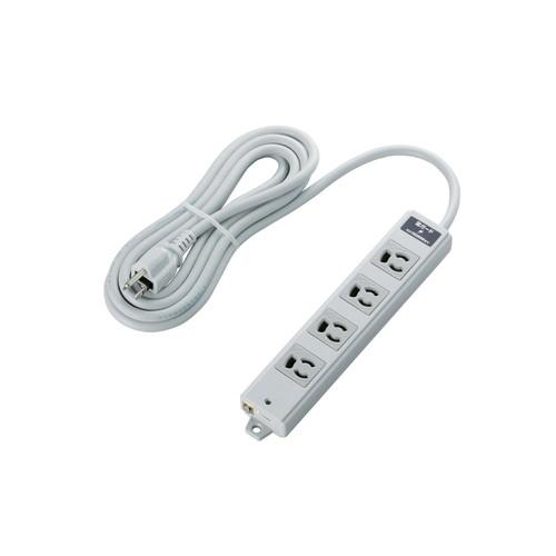 エレコム タップ 工事用 抜け止め 3ピン 4個口 雷ガード マグネット付き 3m グレー(T-WRMK3430LG/RS) 目安在庫=△の通販は 6,545円