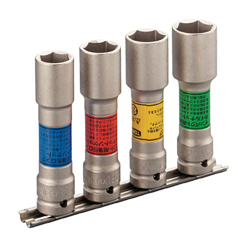 TONE インパクト用薄形ロングホイルナットソケットセット(ホルダー付) 1セット(HA404LN) 目安在庫=○