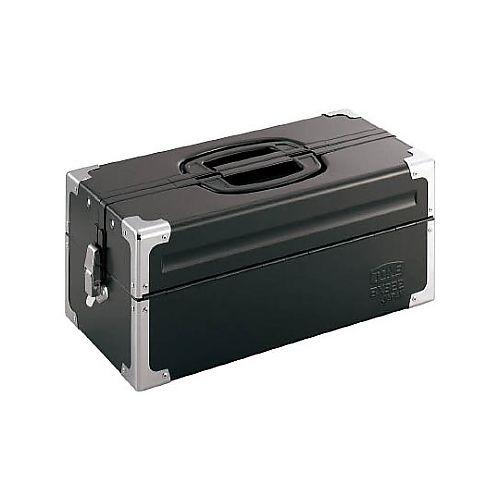 TONE スチール製工具箱 ツールケース(メタル) V形2段式 マットブラック 外形寸法195mm BX322BK(61-2480-93) 取り寄せ商品