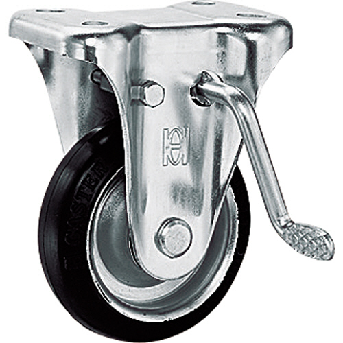 オーエッチ工業 OH プレスキャスター 固定ブレーキ付 ゴム車 200mm 1個(OHKB200) 目安在庫=○