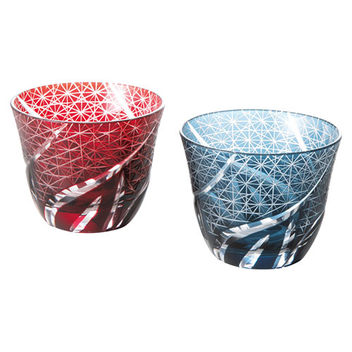 吉兆 吉兆 吉兆切子グラスペア 【約100ml・約φ76×60mm×2】  (22609206) 取り寄せ商品