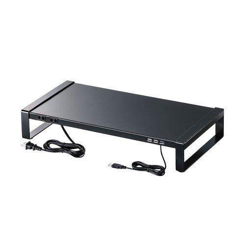 サンワサプライ MR-LC204BKN 電源タップ+USBハブ付き机上ラック(W500) メーカー在庫品の通販は