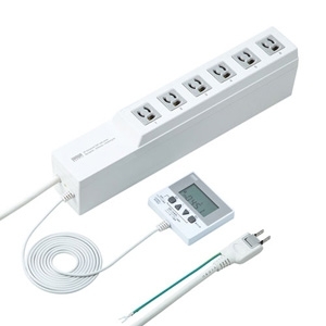 サンワサプライ タイマー付きタップ 3P・6個口 TAP-RT1 取り寄せ商品