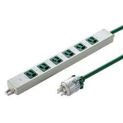 サンワサプライ 医用接地プラグ付き電源タップ バックアップ用 3P6個口 5m(TAP-HPM6-5G) 取り寄せ商品