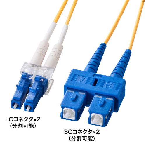 サンワサプライ メガネ型光ファイバケーブル（シングル8.6μm、LC×2-SC×2、30m）(HKB-LCSC1-30N) 取り寄せ商品