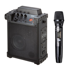 サンワサプライ ワイヤレスマイク付き拡声器スピーカー(バッテリー内蔵・Wマイク1本)(MM-SPAMP17) 取り寄せ商品