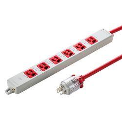 サンワサプライ 医用接地プラグ付き電源タップ 緊急用 3P6個口 5m TAP-HPM6-5R 取り寄せ商品
