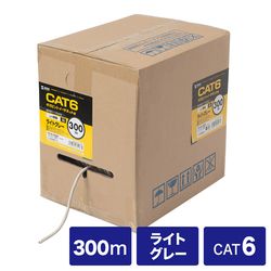 サンワサプライ カテゴリ6UTP単線ケーブルのみ 300m ライトグレー KB-T6L-CB300N 取り寄せ商品