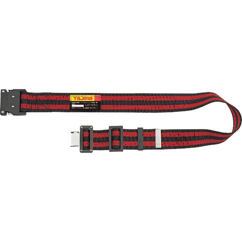 タジマ 胴ベルト アルミワンタッチ黒バックルボーダー柄 ボーダー赤 Mサイズ 1個(BWM125-BRE) 目安在庫=○