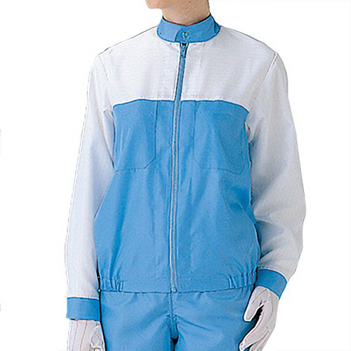 ミドリ安全 クリーンウェア 男女共用 上衣 S3104WB ホワイト×ブルー S 1着(S3104WB-UE-S) 目安在庫=○