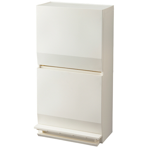 リス SOLOW 通路で使えるペダル分別ストッカー 2段 45L ホワイト 1台(GSLW020) 目安在庫=○