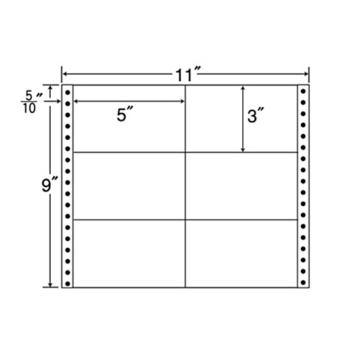 東洋印刷 ナナフォーム 連続ラベル Mタイプ 11×9インチ 6面 127×76mm 荷札サイズ 1箱(500折)(M11A) 取り寄せ商品
