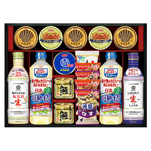 キッコーマン &アマノフーズ&日清オイリオ　バラエティセット 【塩分ひかえめ丸大豆生しょうゆ・しぼりたて生しょうゆ・有明海産味のり ほか】(ASC-150R) 取り寄せ商品
