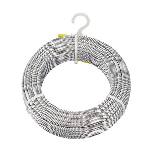 ＴＲＵＳＣＯ メッキ付ワイヤーロープ 6mm×30m 1巻(CWM-6S30) 取り寄せ商品