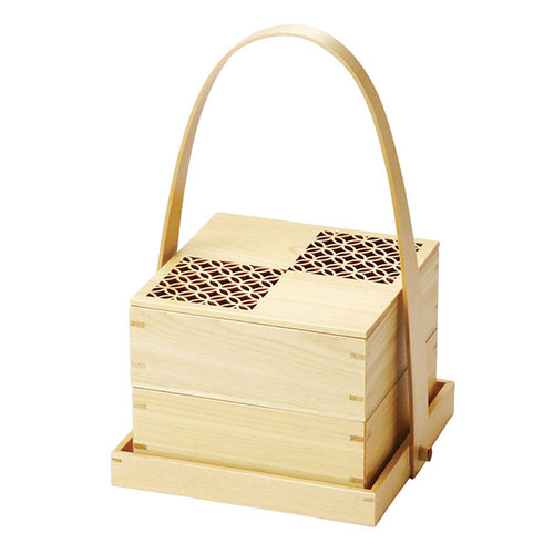 ヤマコー 用美 業務用 ひのき細密・手提付正角2段料理箱 (約15.2×15.2×H23cm) 七宝 ホテル・旅館・レストラン向け業務用品(yamaco38328) 取り寄せ商品 8,107円