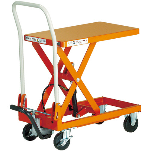 ＴＲＵＳＣＯ 軽量ハンドリフター(足踏み油圧式･折り畳みハンドル) 120kg テーブル寸350×570mm 1台(HLFA-S120) 目安在庫=○