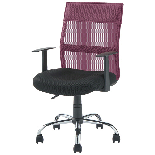 山善（YAMAZEN） ミドルバック爽快メッシュチェア 肘付 ワインレッド 1脚(EMG-778MA(WRD)) 目安在庫=○