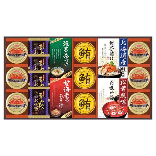 ノーブランド名 贅沢さすくみ上がる素っ気ないと山海の幸 【紅ずわいがにほぐし身・あわび入お吸いもの・鮪油漬フレーク・北海道産鮭茶漬け・松茸味わいお吸い(B2144025) 取り寄せ商いもの