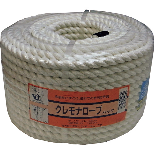 まつうらクレモナSロープ(3打ち)12mmΦ×50m丸巻パック 1巻(KMS-R1250P) 取り寄せ商品