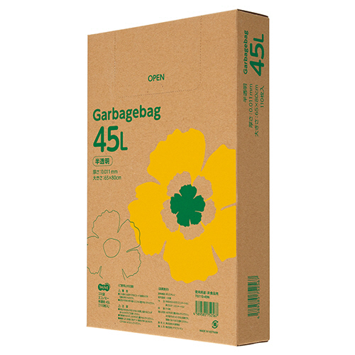 TPS ゴミ袋エコノミー 半透明 45L BOXタイプ 1セット(1100枚:110枚×10箱)(4589585752567 x10) 取り寄せ商品