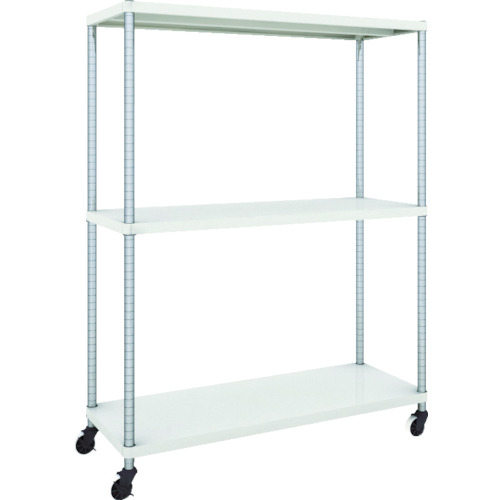 ＴＲＵＳＣＯ フェニックスラック 1200×450 3段 U車輪付 ホワイト 1台(PER-5443-U125-W) 取り寄せ商品
