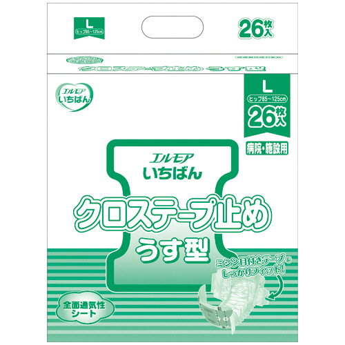 カミ商事 エルモア いちばん クロステープ止めうす型 L 1セット(104枚:26枚×4パック)(4971633713741 x4) 取り寄せ商品