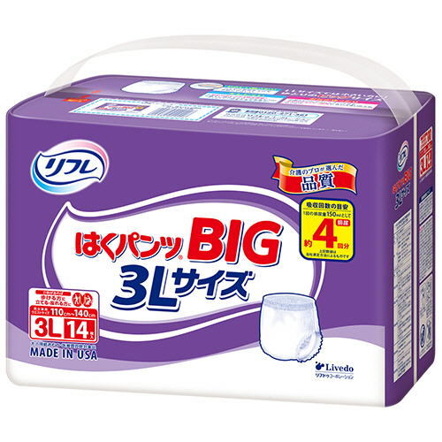 リブドゥコーポレーション リフレ はくパンツ BIG 3L 1セット(84枚:14枚×6パック)(4904585042096 x6) 取り寄せ商品