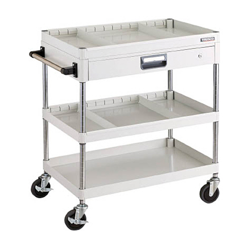 ＴＲＵＳＣＯ フェニックスワゴン 750×500mm 仕切2段付 引出付 ホワイト 1台(PEW-973ZS2-W) 取り寄せ商品