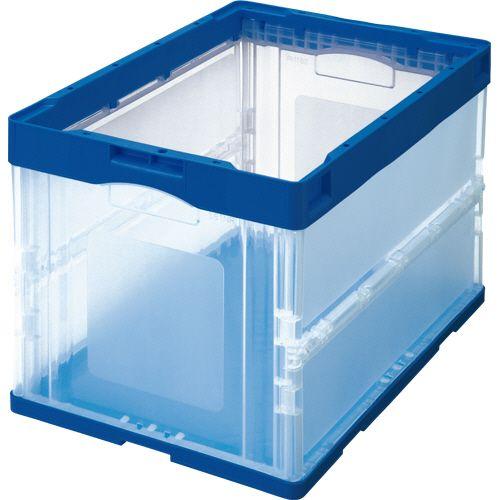 TPS 折りたたみｺﾝﾃﾅ 60L ﾀﾞｰｸﾌﾞﾙｰ/透明 1ｾｯﾄ(10台)(4589585753120 x10) 取り寄せ商品