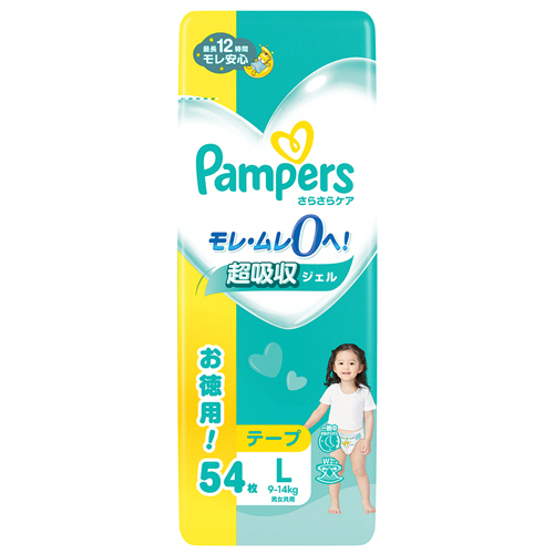P&amp;G パンパース さらさらケアテープ ウルトラジャンボ L(9-14kg) 1セット(216枚:54枚×4パック)(4987176203267 x4) 取り寄せ商品
