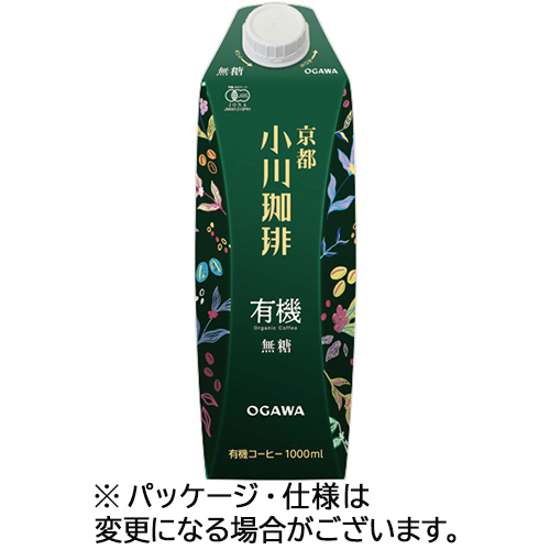 小川珈琲 京都 小川珈琲 有機珈琲 無糖 1L 紙パック(口栓付) 1セット(12本:6本×2ケース)(4970690970395 x12) 取り寄せ商品