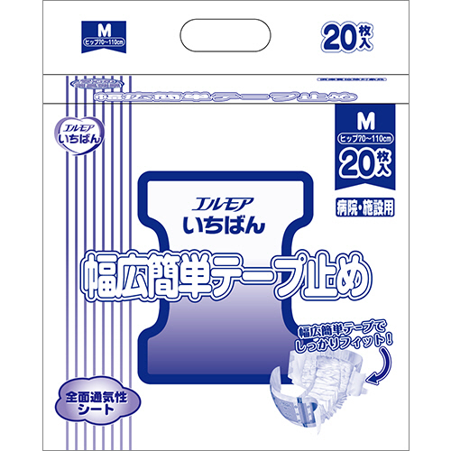 カミ商事 エルモア いちばん 幅広簡単テープ止め M 1セット(80枚:20枚×4パック)(4971633711426 x4) 取り寄せ商品 6,152円