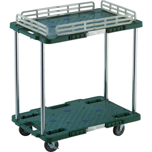 ＴＲＵＳＣＯ ルートバン 3段式 柵1段付 400×600 4輪自在S付 緑 1台(MPB-603JSK-GN) 取り寄せ商品
