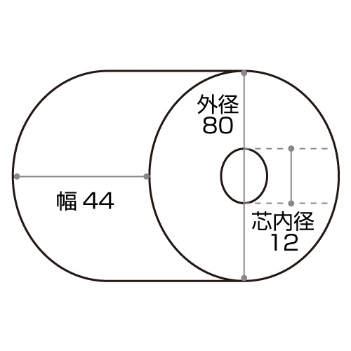 クリエイティア 上質レジロール紙 幅44×直径80mm 芯内径12mm 1箱(100巻)(NR4480-CDD) 取り寄せ商品