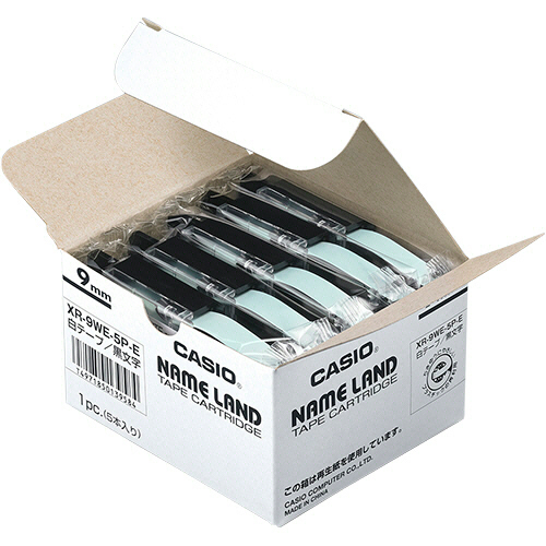 カシオ NAME LAND スタンダードテープ 9mmx8m 白/黒文字 1セット(30個:5個x6パック)(4971850139584 x6) 取り寄せ商品