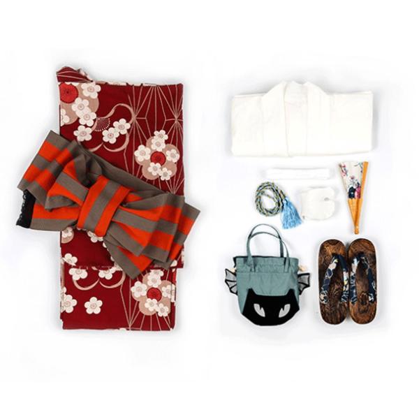 レディース 着物 仕立て上がり 花柄 9点セット 浴衣・結び帯・下駄
