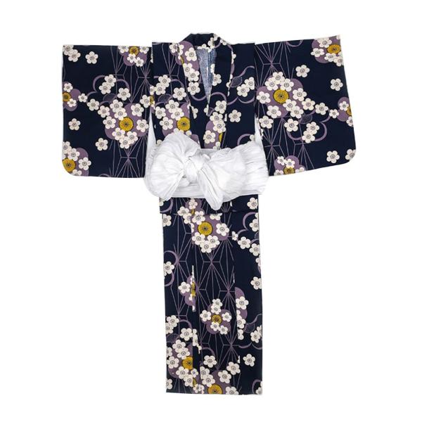 レディース浴衣 着物 綿100 仕立て上がりブルー 桜の柄 結び帯9点セット 浴衣・結び帯・下駄・浴衣肌着・ハンドバッグ・せんす・靴下 高級 花火大会お祭り レディース浴衣 着物 綿100 仕立て上がりブルー 桜の柄 結び帯9点