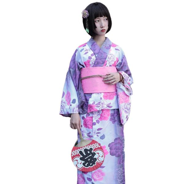 レディース着物 仕立て上がり 洗える花柄 9点セット 浴衣・結び帯