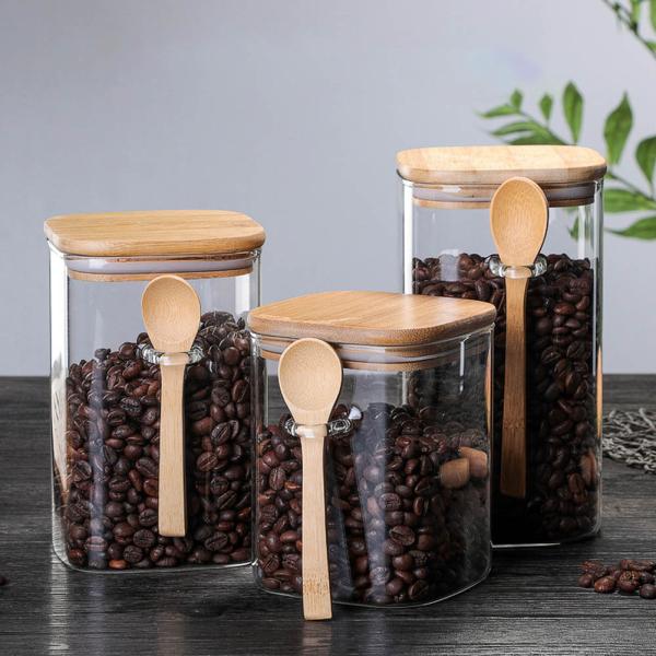 蓋付きガラス瓶 2個セット Amazon｜Kyonuza ガラス瓶 フード収納 保存 容器 ガラス 竹蓋 蓋