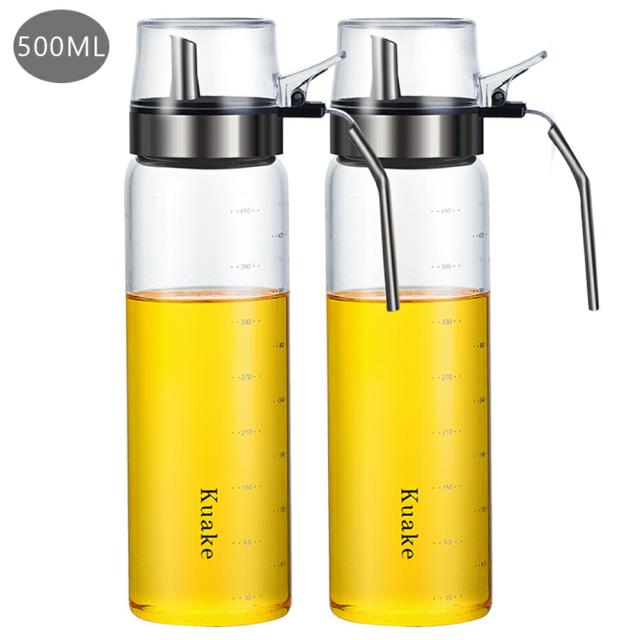 オイルボトル 調味料入れ 醤油ボトル 酢ボトル 油さし オイル差し ガラス素材 防塵 業務用 家庭キッチン 飲食店 研磨器　瓶 　2個