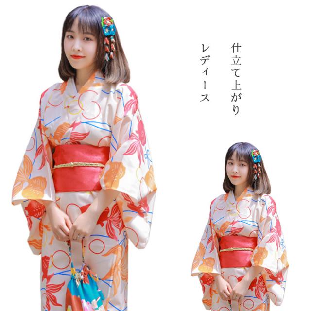 レディース 浴衣 着物  仕立て上がり 洗える 9点セット 浴衣・結び帯・下駄・浴衣肌着・ハンドバッグ・頭花・靴下 高級 変わり織 花火大会　お祭り