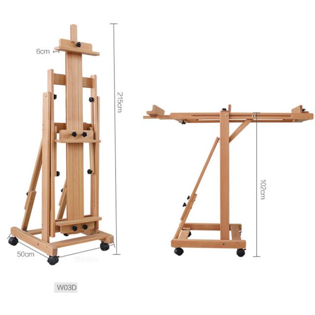 大型Hフレームスタジオイーゼル 多用途 イーゼル 調整可能な 絵画イーゼルスタンド 可動式と傾斜フラット スケッチ/デッサン用スタンド_2