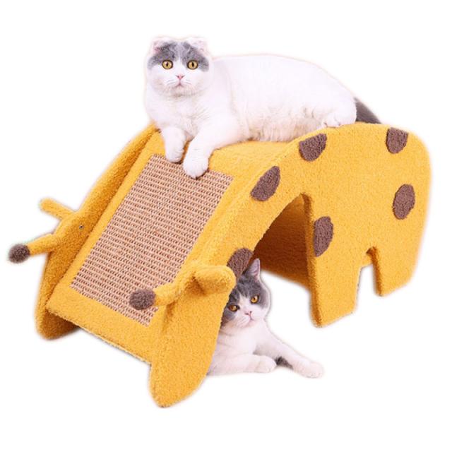 猫 爪とぎ 天然木製　爪磨き 爪みがき キャットタワー　猫用品　高密度 耐久 爪磨き　キリン　遊び ネコ用品 　運動不足改善 ストレス解消　猫おもちゃ　ペット用品