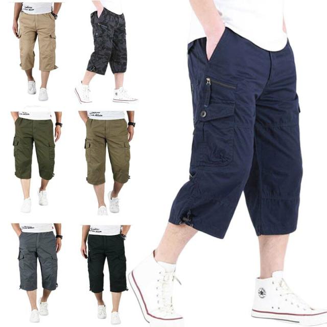 ハーフパンツ メンズ ひざ下 7分丈 パンツ 七分丈 クロップドパンツ カーゴパンツ 夏用 チノパン  アウトドア イージーパンツ おしゃれの通販は