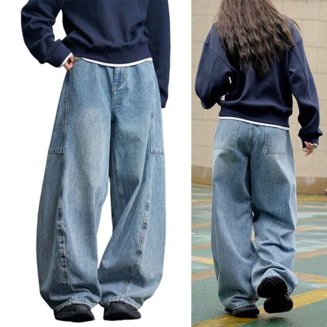 女性向け ジーパン シンプルスタイル ハイウエスト フレアーパンツ  春・秋着用 カジュアル長パンツ ワイドパンツ