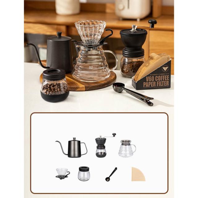 珈琲 6点 セット コーヒーポット コーヒー ドリッパー ステンレス コーヒーカラフェセット 600ml ドリッパーセット コーヒーミル コーヒーサーバー 人気 ケトル コーヒー 3-4人用 ステンレス 細口 珈琲 やかん リップケトル