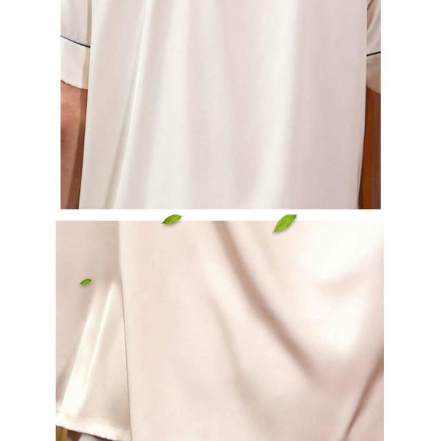 パジャマ レディース 半袖 夏 春 前開き 上下セット 光沢があり 寝間着 女性用 寝巻き ルームウェア ナイトウェア レディースパジャマ 前開き 柔らか シルク 接触冷感 快適 無地 部屋着