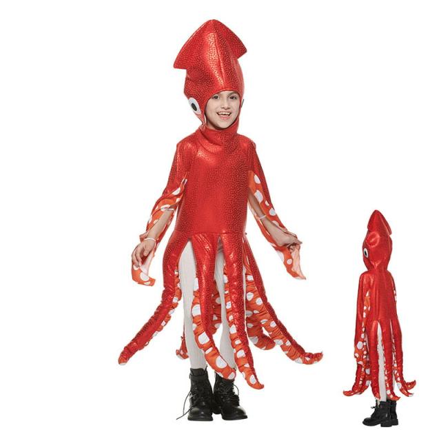 タコ 着ぐるみ イカ コスプレ衣装 子供用　キッズ　面白い ハロウィン コスプレ コスチューム パーティー イベント 宴会 変装グッズ 文化祭 学園祭 舞台 ステージ服装 演出服