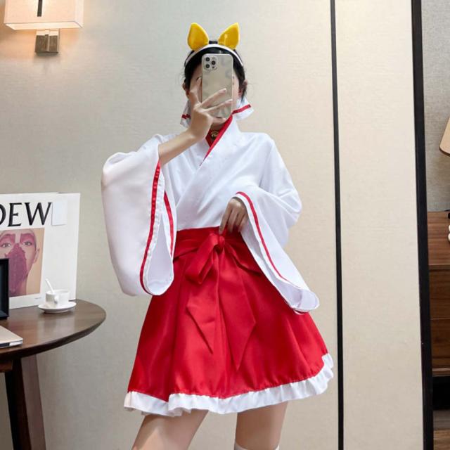 巫女 コスプレ 衣装 ハロウィン 女狐 和装 仮面付イベント ワンピース 和風 巫女さん 和服 セクシー 着物 ロリータ 長袖 神社 宮司 仮装 レディース cosplay 可愛い 大人用 お嬢様 制服 仮装 学園祭 文化祭 狐耳付き_9