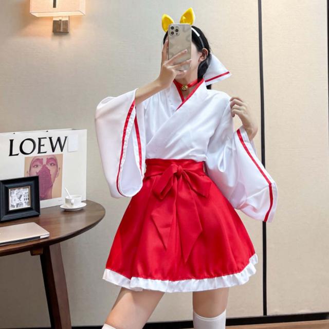 巫女 コスプレ 衣装 ハロウィン 女狐 和装 仮面付イベント ワンピース 和風 巫女さん 和服 セクシー 着物 ロリータ 長袖 神社 宮司 仮装 レディース cosplay 可愛い 大人用 お嬢様 制服 仮装 学園祭 文化祭 狐耳付き_8